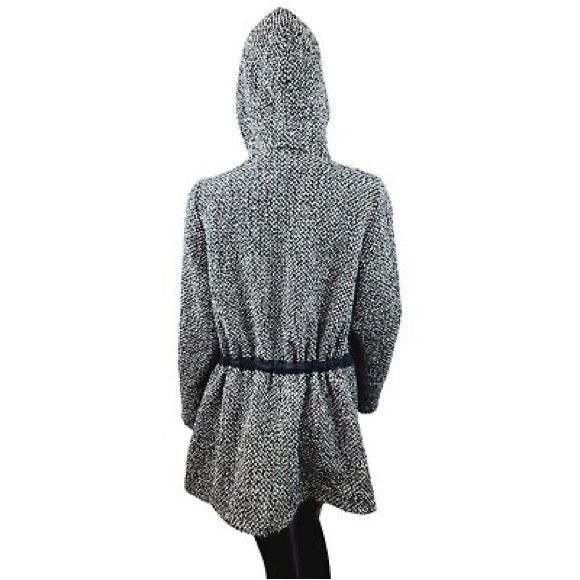 Free People Satelite Image Wool Blend Hooded Swing Coat Black White Size Small - Picture 5 of 7